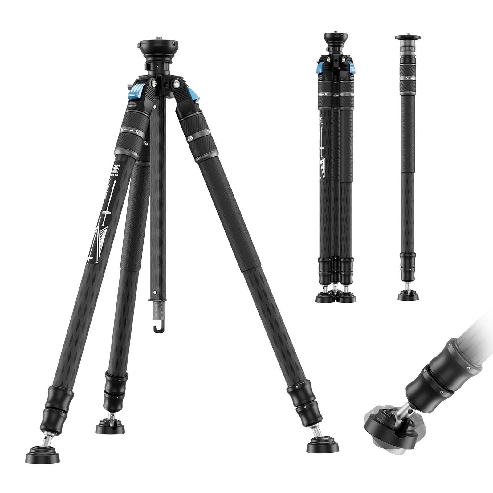 Amazon.com : SIRUI SVS60 Carbon Fiber Travel Tripod, 64.6