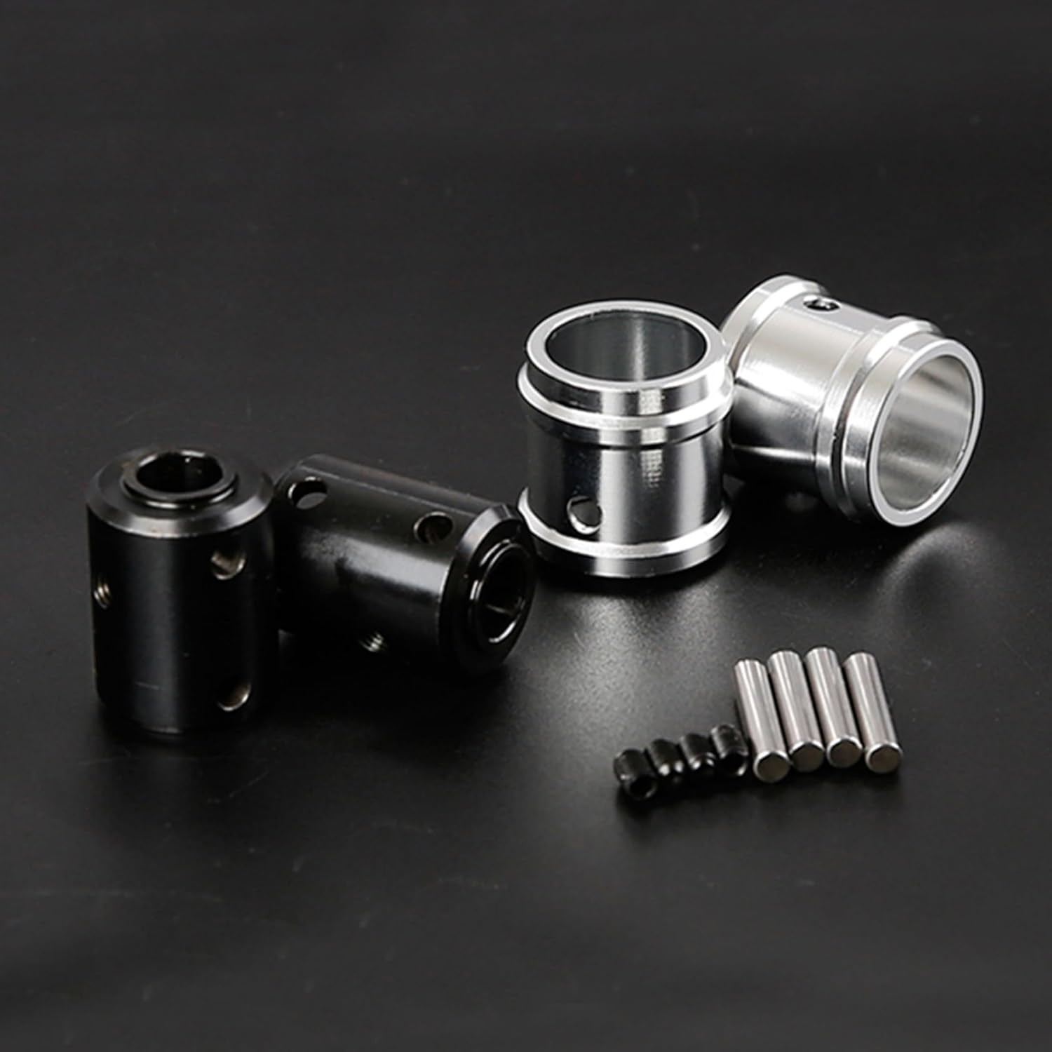 FLMLF Upgrade Quick Release Front Rear Output Shaft Sleeve Set for 1/5 Rc Car Losi 5ive T Rofun Rovan LT King Motor X2 Truck Parts (Silver)