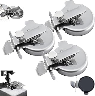 Adjustable Round Magnetic Seam Guide, Stainless Steel Strong Magnetic Base, Adjustable Thickness Screw, Round Magnetic Sewing Guide, for Rounded Hems, Collars & Circle Sewing (3PCS)