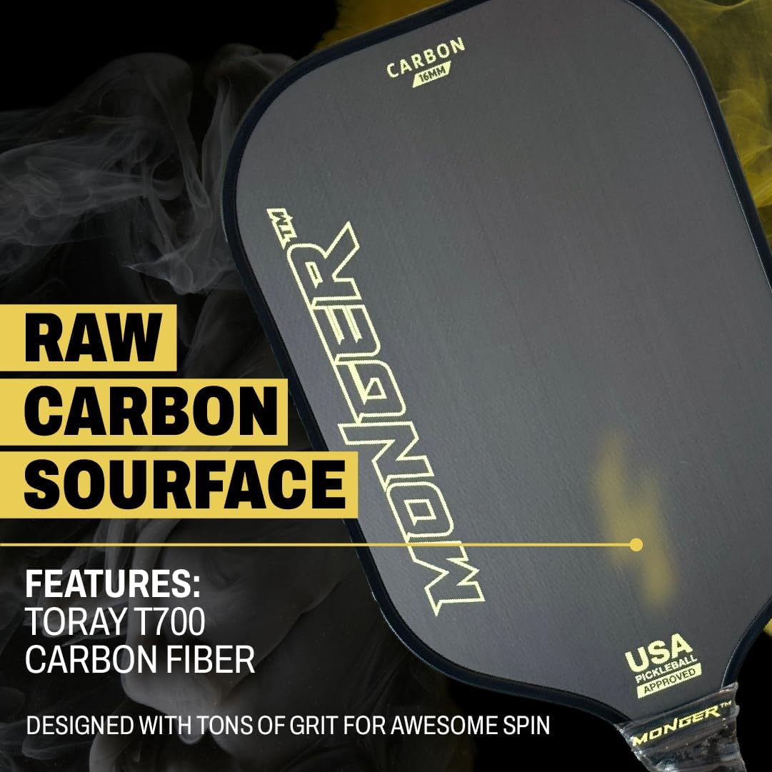 16mm Carbon Power Pro Gen 2 Pickleball Paddle – Thermoformed T700 Toray Carbon Fiber, White, High Performance, Durable, Lightweight, Professional Paddle for Competitive Play