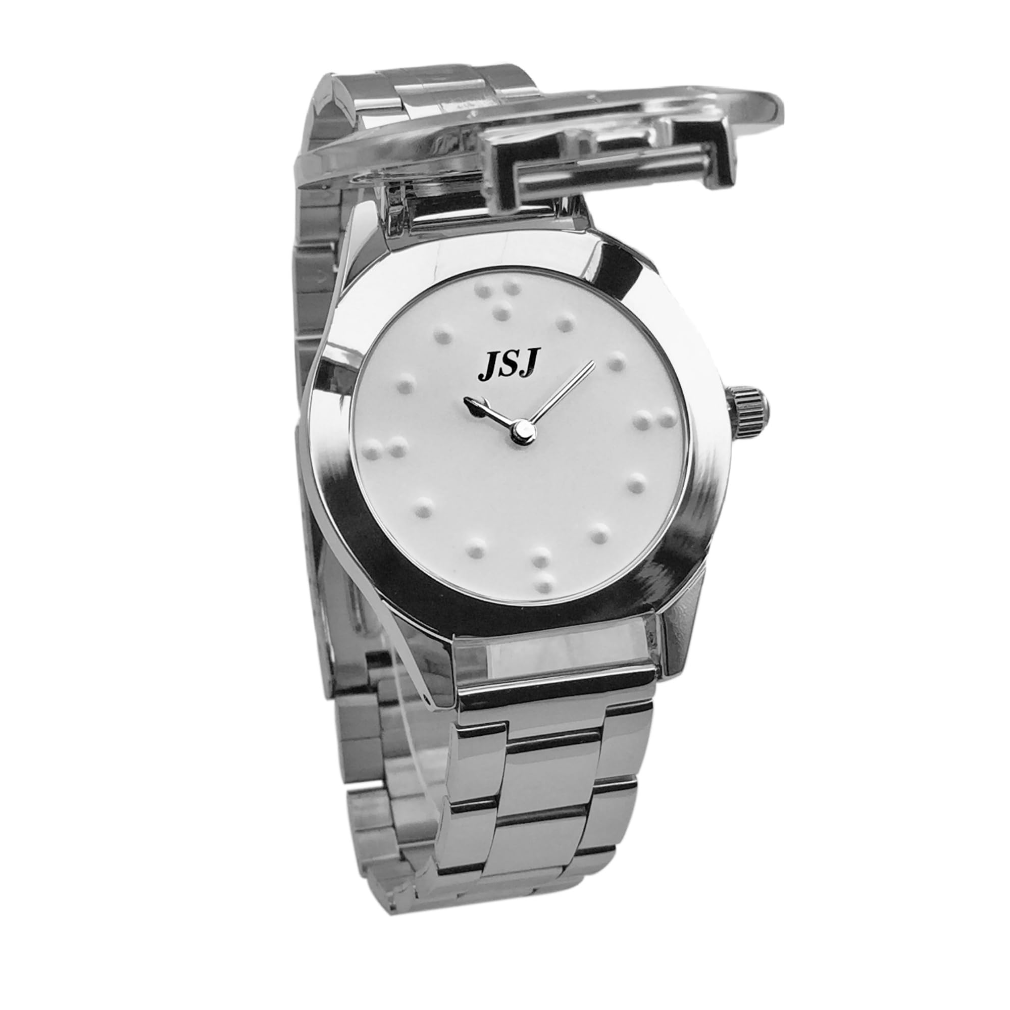 Analoges Quarzwerk Blindenuhr taktile mit Edelstahl Armband für für Sehbehinderte,Blinde oder ältere Menschen