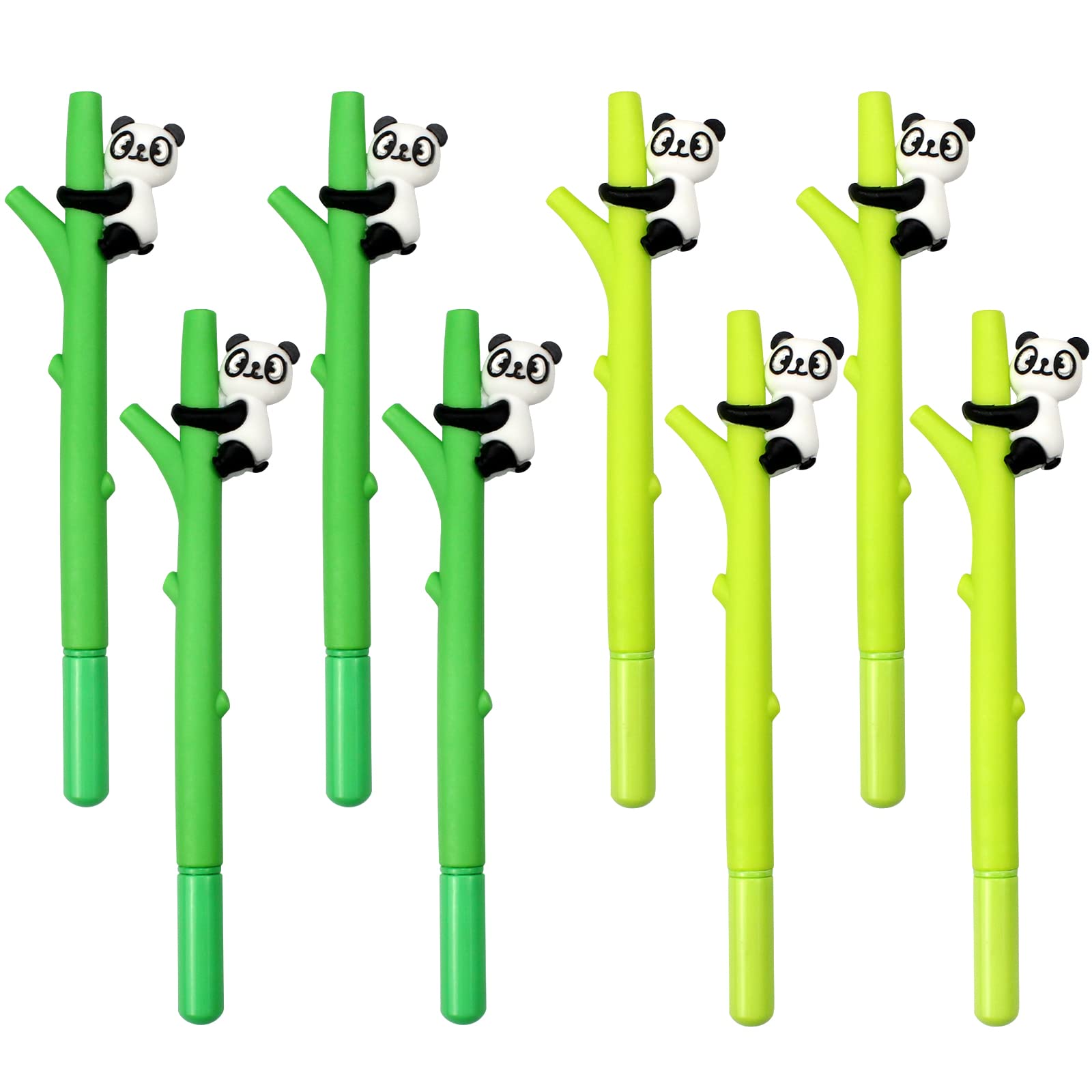 hocadon 8 Piezas Bolígrafos de Gel de Escritura de Tinta Negra de 0,5 mm, Bolígrafos Kawaii, Forma de Bambú con Linda Panda, Kawaii Oficina Papelería para Niños, Oficina, Escuela, Familia
