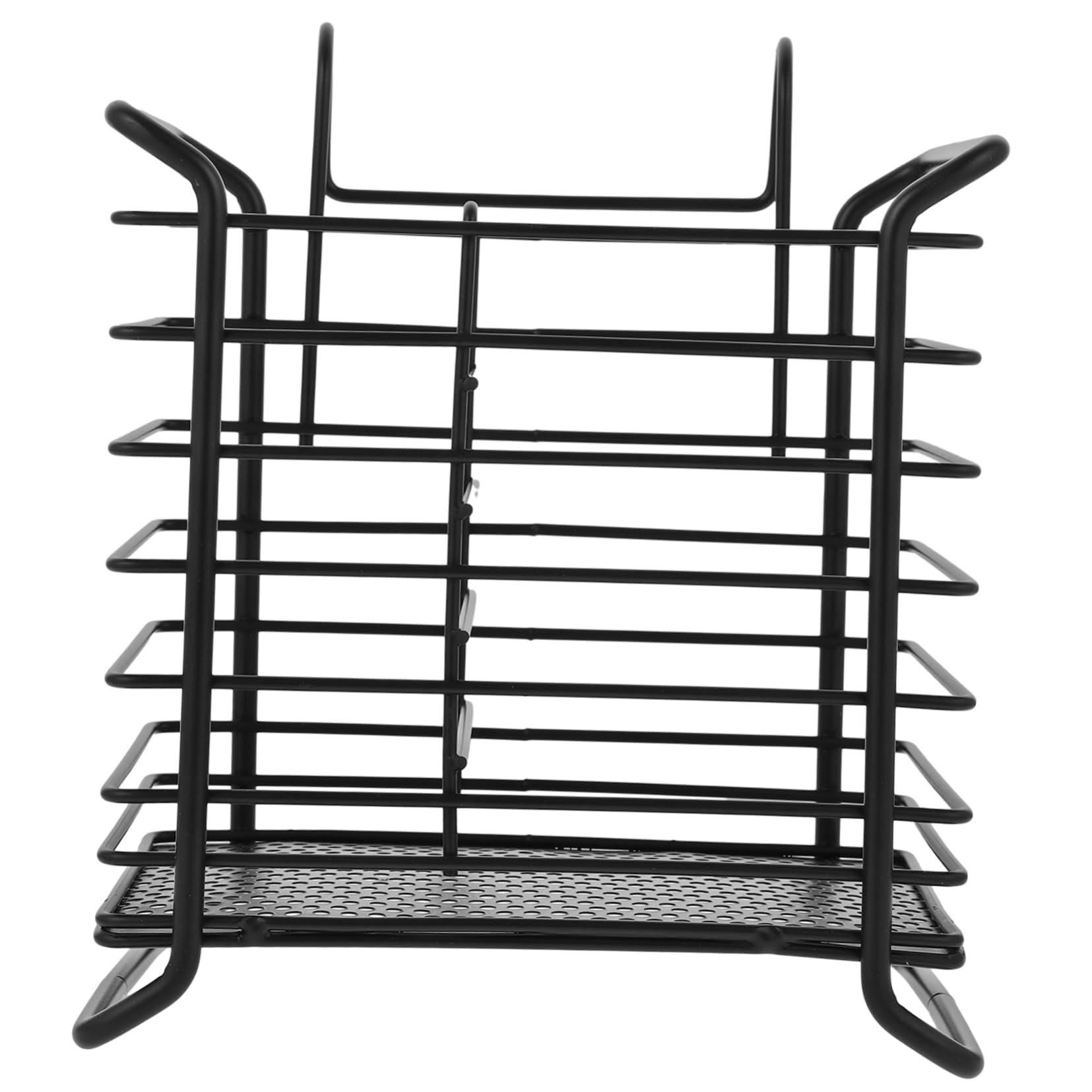 Cabilock Iron Chopsticks Holder Black Hanging Cutlery Drying Rack with Ventilation Design for Fast Drying Iron Utensil Organizer with Back Hook for Easy Attachment