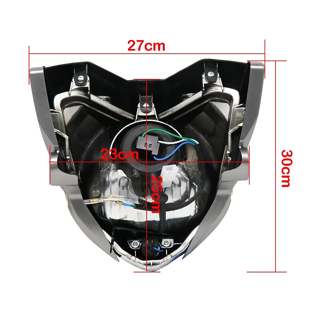 Motocykl reflektory, motocyklowe reflektory 4 kolor motocykl reflektor czołowy z uchwytem żarówki zestaw pasuje do FZ16 YS150 Fez150 Lampa czołowa czołowa (szary)