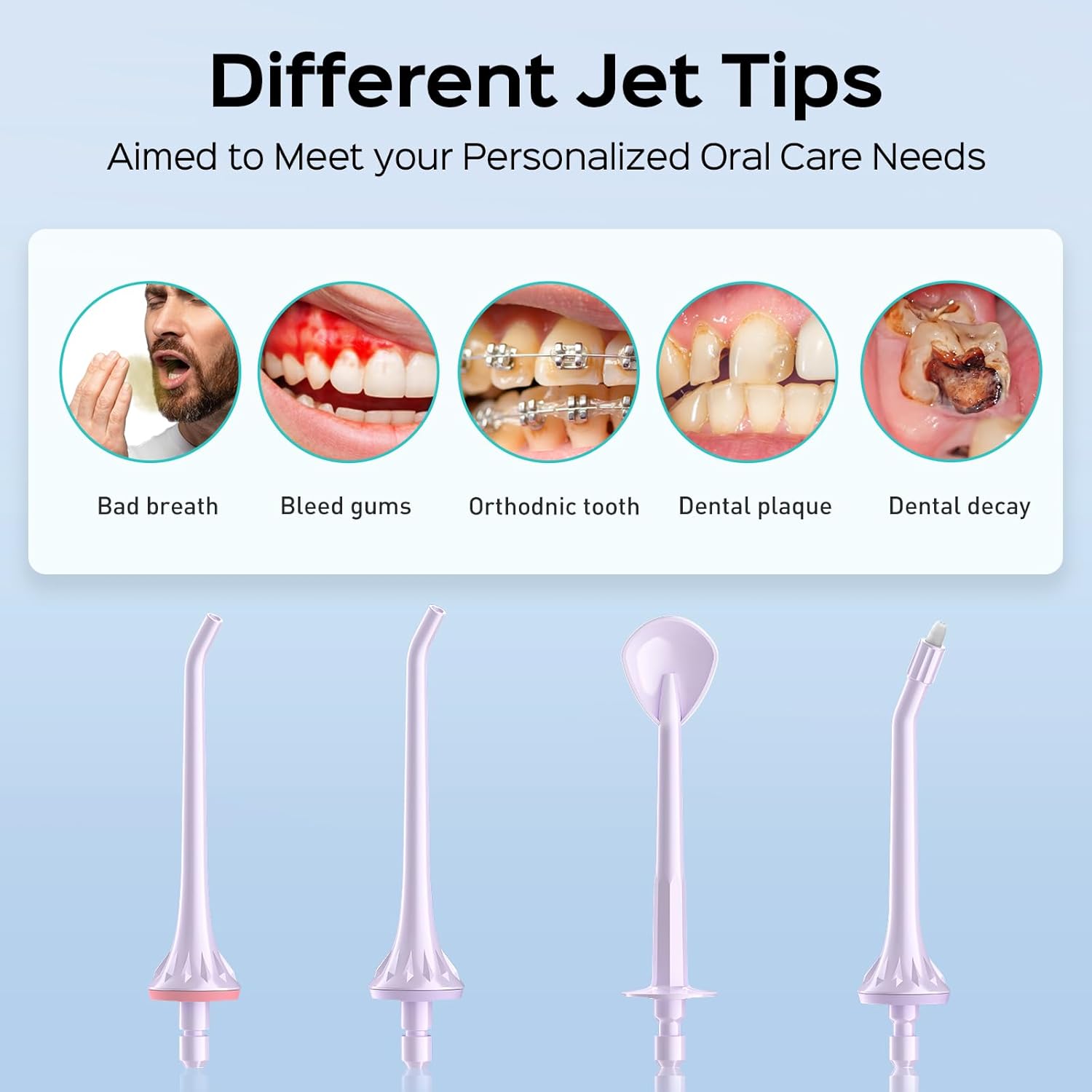 COSLUS Water Dental Flosser Pick for Teeth C30(FC5360): 4 Modes Cordless 300ML Larger Tank Portable Water Teeth Cleaner Picks IPX7 Waterproof Flossing Machine for Home Travel Purple