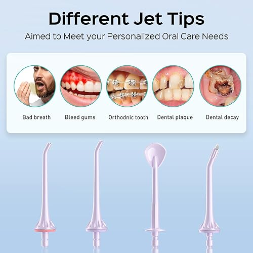 Miniatura 16 de COSLUS Flosser dental de agua para dientes: 4 modos inalámbrico portátil 300ML tanque más grande limpiador de dientes de agua IPX7 impermeable hilo