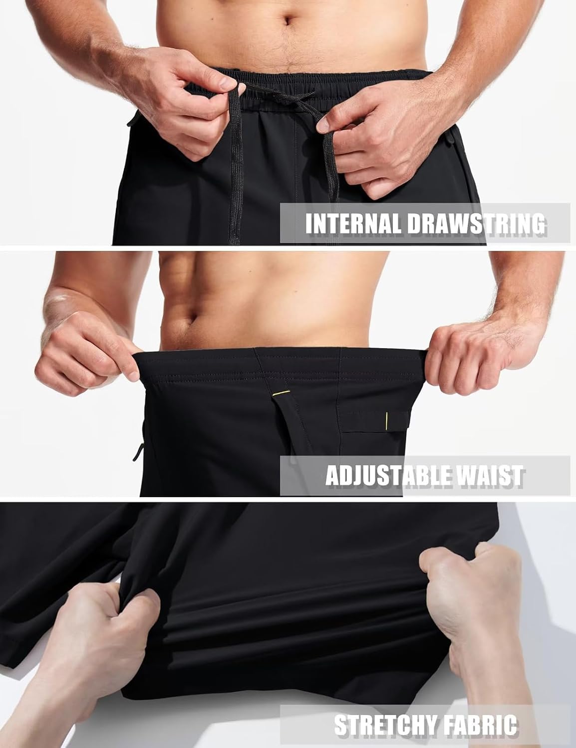 Men's Athletic Running Shorts 9" Quick Dry Lightweight Sport Workout Hiking Gym Shorts with Zipper Pockets
