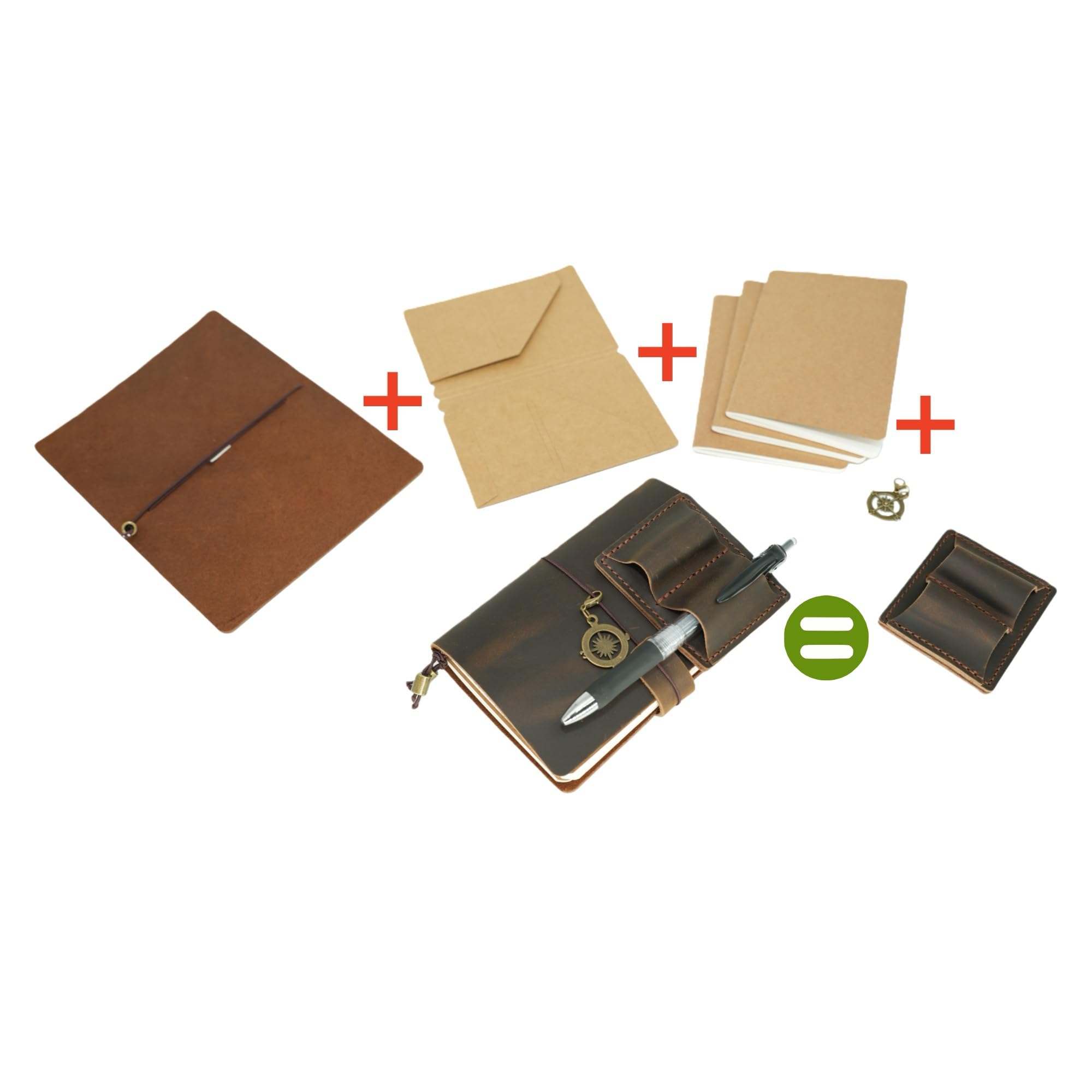 JJNUSA Taccuino in pelle formato A6 da 8,9 x 14 cm, realizzato a mano, copertina in vera pelle, ricaricabile, con tasche interne, scomparti per carte di credito e portapenne, marrone scuro