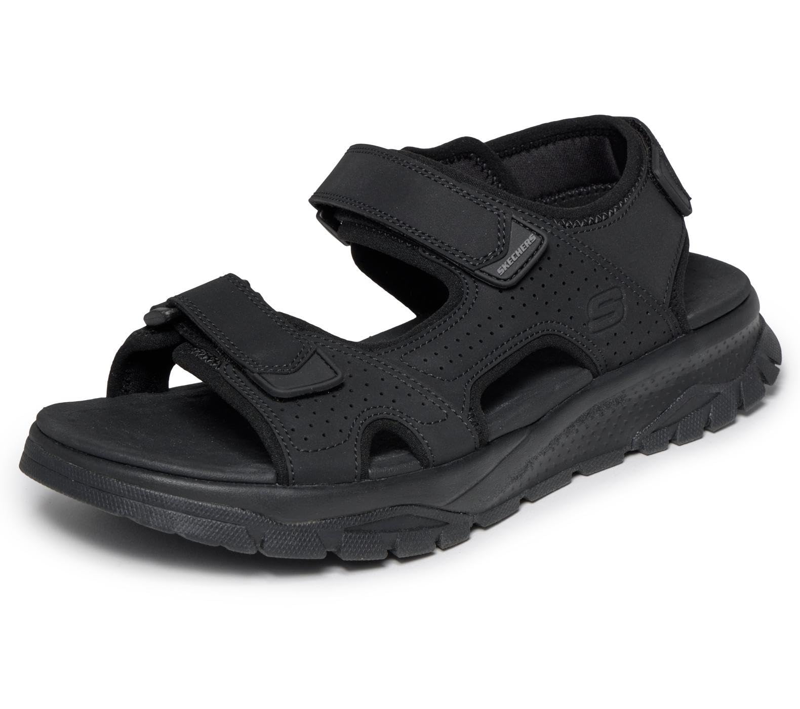 Skechers Men's Black Flat Sandals in Size 9, Sports Direct