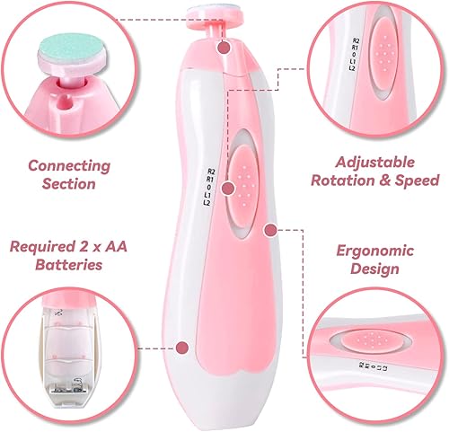 Miniatura 4 de Lima de uñas para bebé con luz, kit de cortaúñas eléctrico seguro para bebés recién nacidos y niños pequeños dedos de los pies y uñas – cuidado,