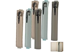6-Piece Elastic Pen Loop Holder with Lightweight PU Leather Pen Sleeve