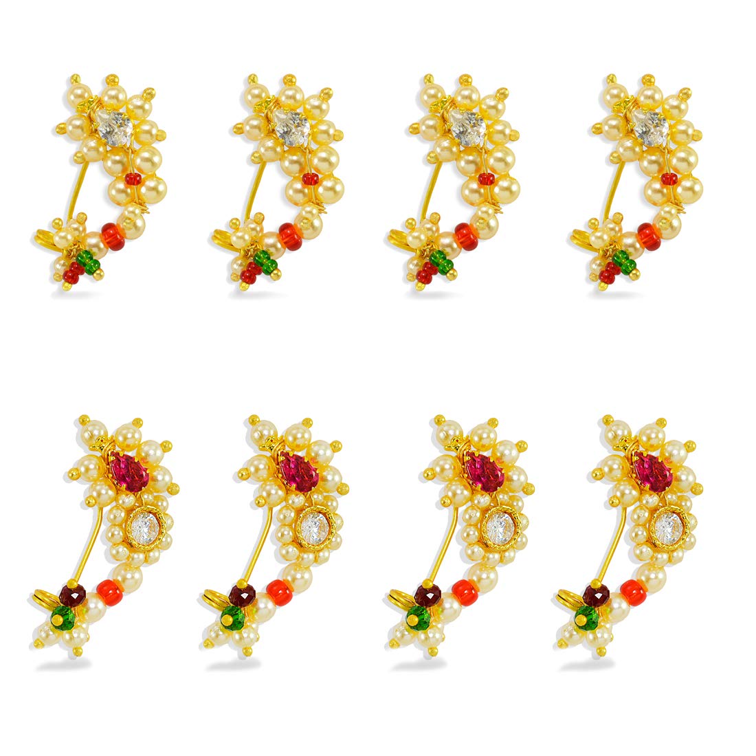 Desire Collection Maharashtrian Nath CZ Nose ring Combo without piercing Gold Plated Clip On Nose Pin For Women (COMBO 3) (B083D2DRQ3) Amazon Price History, Amazon Price Tracker