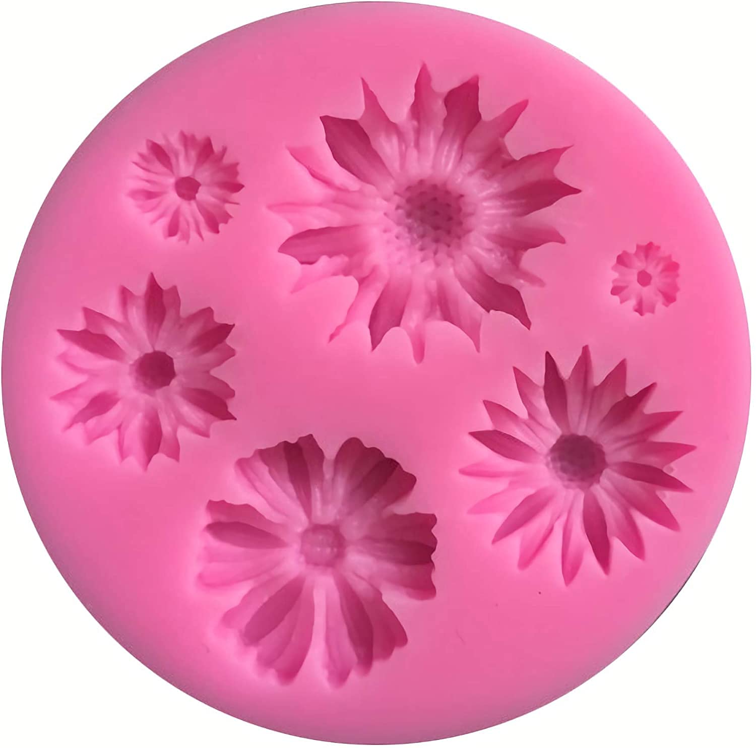 First Try Daisy 6 Cavity Different Size Flower Silicone Mold, DIY Crystal Jelly Shots Ice Cream Desserts Candy Chocolate Fondant Mold Pudding Cupcake Cake Topper Decoration Gum Paste (1 Mold Round) (B09H7PZGCV) Amazon Price History, Amazon Price Tracker