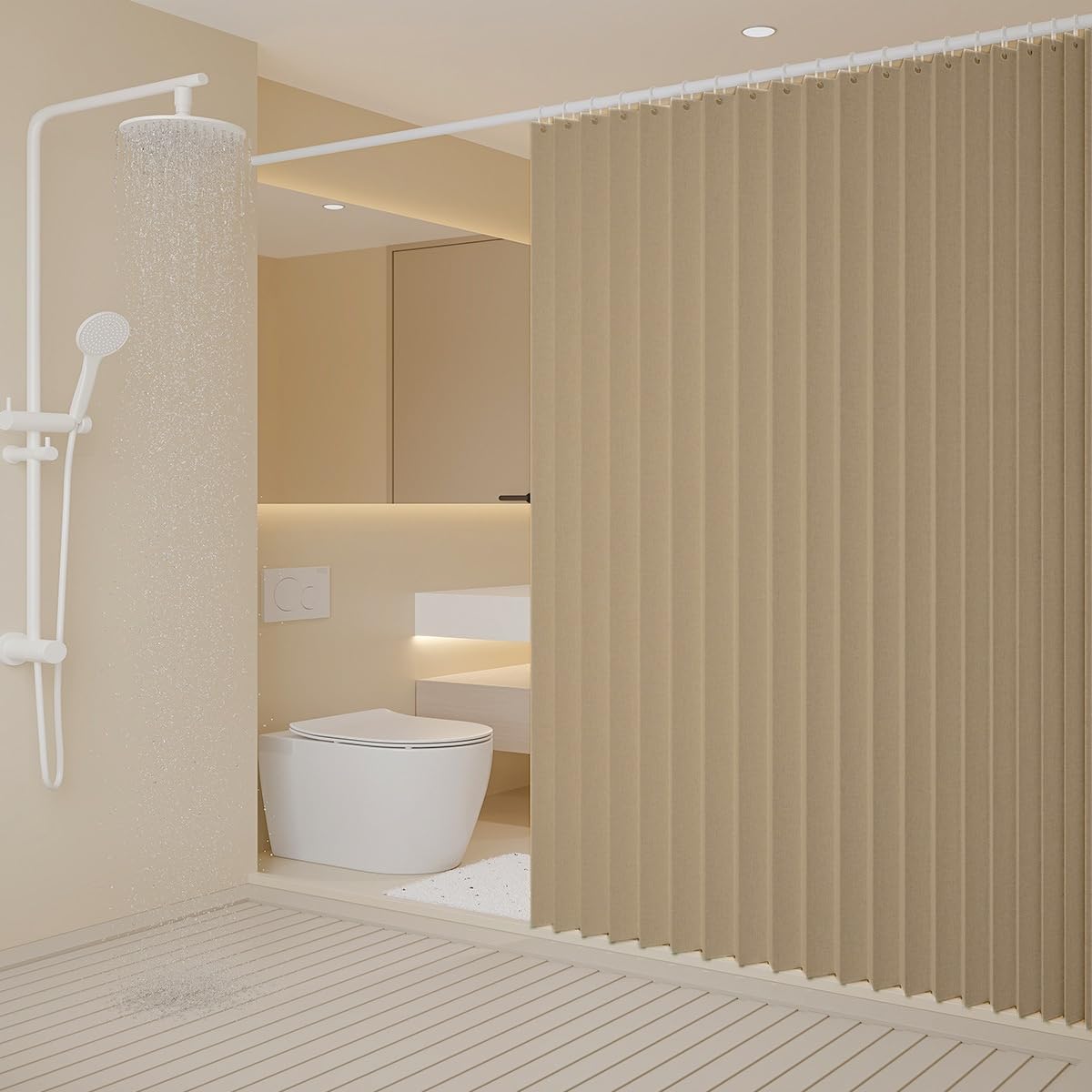 Separador magnético plegable a prueba de salpicaduras para el hogar, hotel, baño, marrón claro, 240 x 220 cm, impermeable SpaceSavi