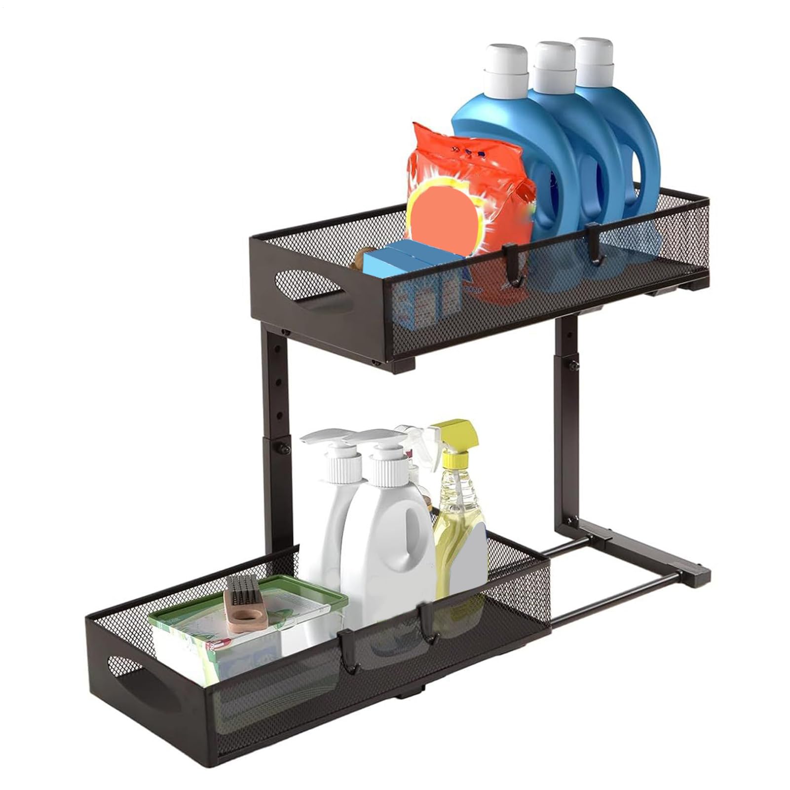 Organizador Para Debajo Del Lavabo Del Baño Organizadores Extraíbles Y | Estante de Organización con Altura Ajustable para Hogar, Cocina, Despensa, Armario, Baño, Lavandería