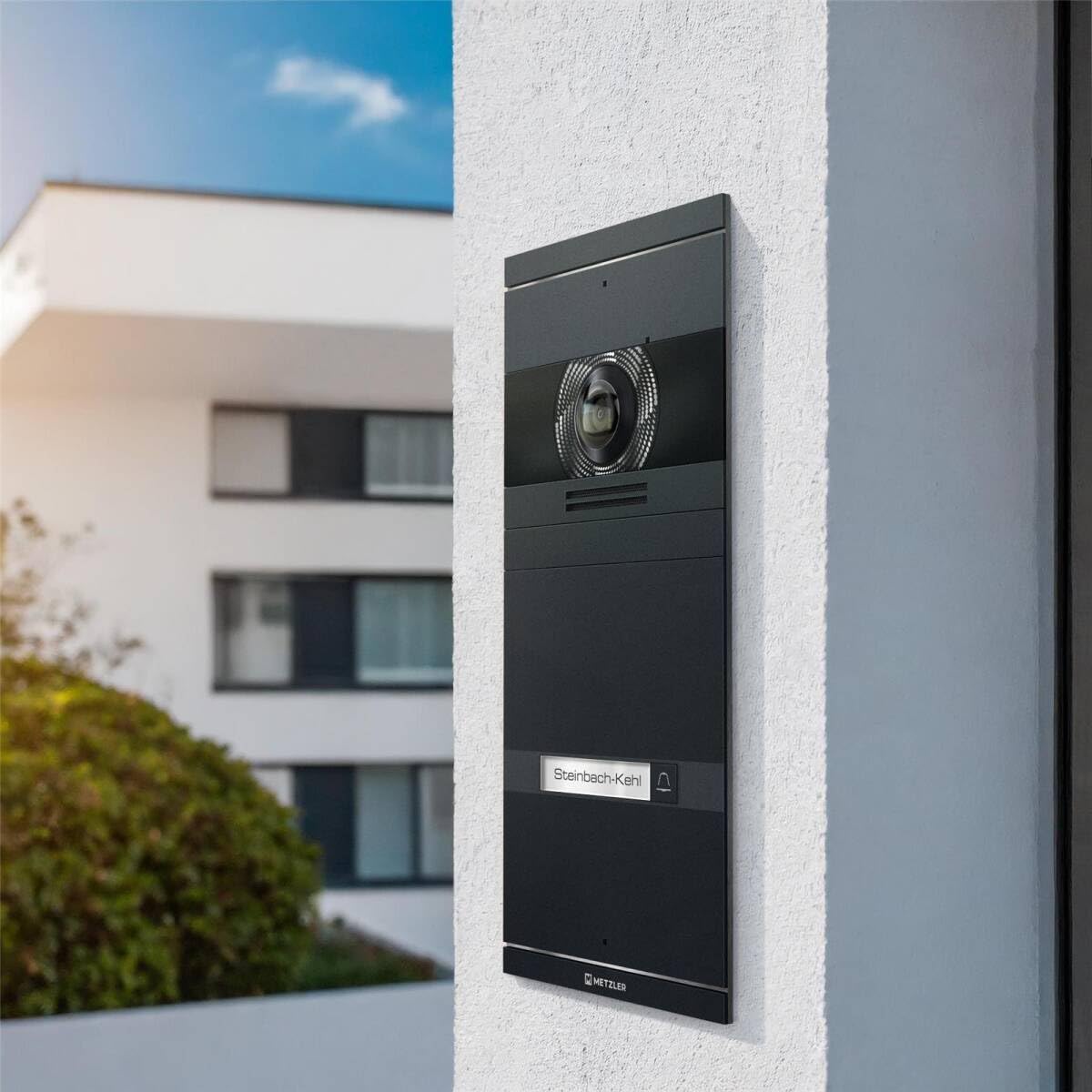 Metzler VDM10 2.0 Video Sprechanlage mit Türöffner (Stromversorgung) & Namensschild - Anschluss LAN POE - Türsprechanlage mit HD-Kamera, für 1 Familienhaus, in Anthrazit aus V2A Edelstahl