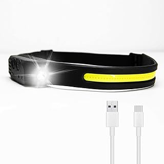 DWOOKE Rechargeable LED Headlamp,6 Modes of Head Torch with Motion Sensor,COB 230°Wide Beam Headlight,Lightweight Waterproof Flashlight Head Lamp for Cycling,Running,Hiking,Camping