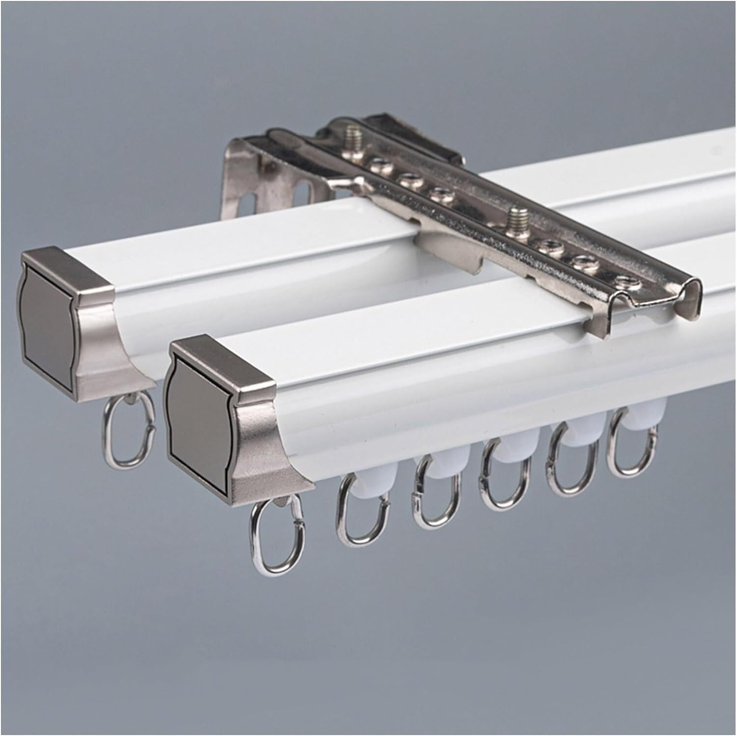 Riel de cortina doble de aluminio resistente de 150 cm para techo