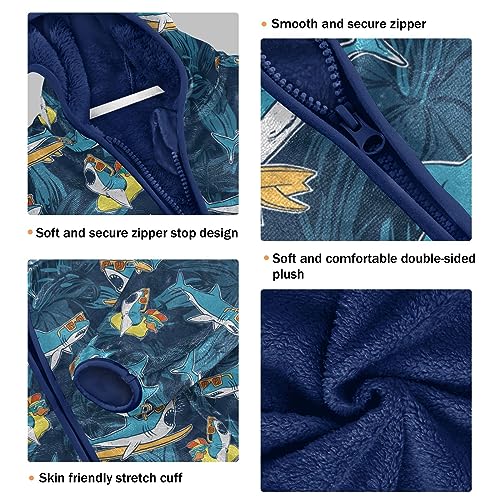 Cartoon Surfer Sharks Boys Fleece Hoody Jacket Zip Up Coat Warm Fall Winter Plush Jacket Long Sleeve Outerwear3