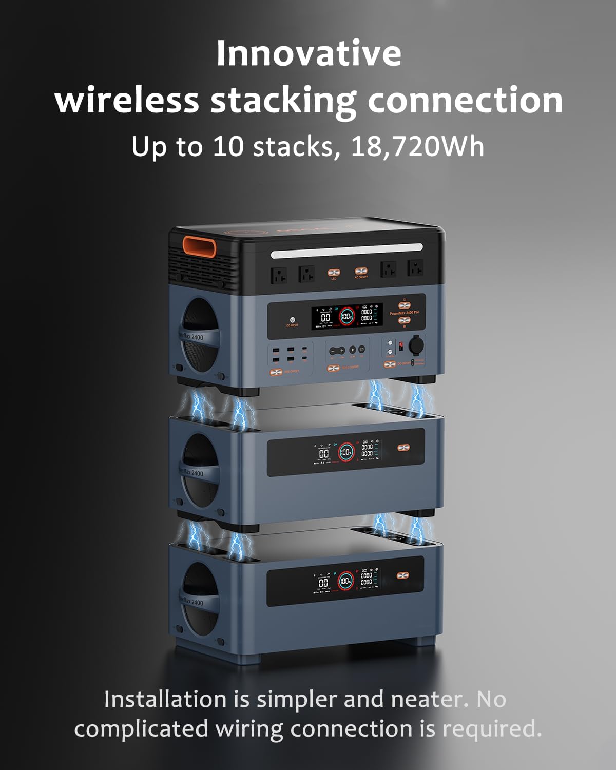 Illustration of wireless stacking connection for PowerMax 2400