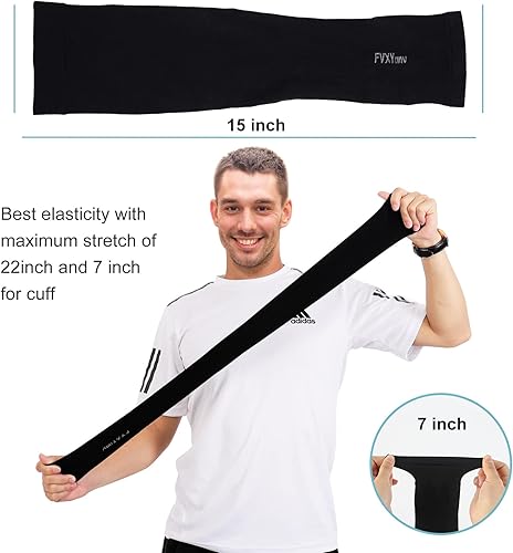 Miniatura 4 de 6 pares de mangas negras con protección UV UPF50 con agujero para el pulgar para hombres y mujeres, golf, baloncesto, ciclismo, pesca, conducción,