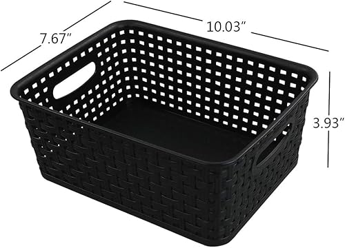 Miniatura 3 de Juego de 6 cestas de almacenamiento de tejido de plástico para despensa (negro)