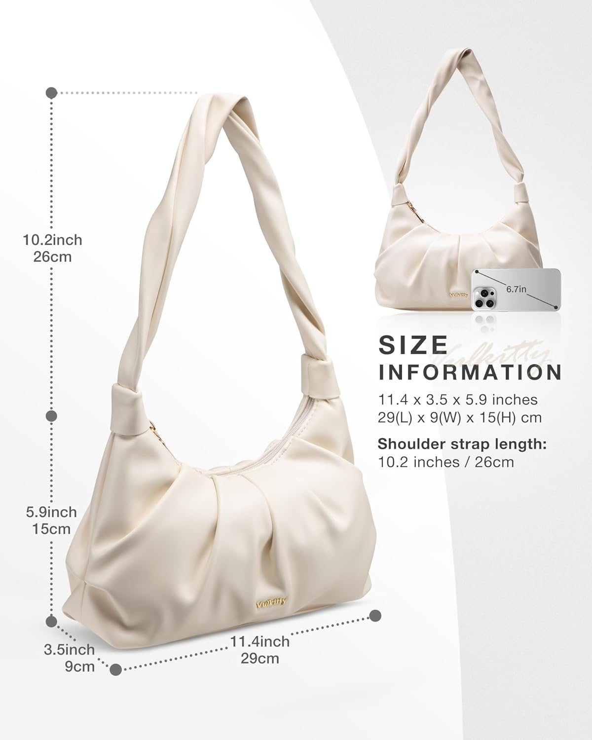 Vulkitty Small Shoulder Bag for Women Cute Hobo Purse Cloud Design Handbags PU Leather Mini Clutch with Zipper - Image 4