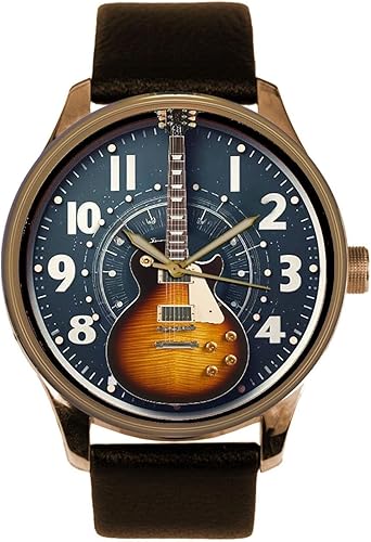 Reloj clásico vintage retro de los años 60 Sunburst de guitarra eléctrica Art Watch de latón macizo coleccionable, reloj de guitarrista