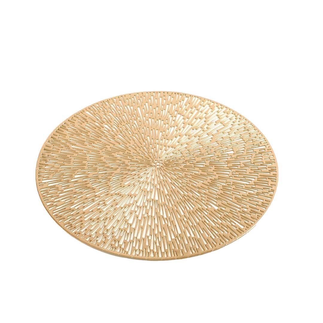 Curated Cart Placemats Set of 4 Dining Table Place Mats | Placemats Table Mat PVC Material | Non-Slip Heat Resistant | Dining Tablemates Washable Anti-Skid | Cirlce Gold - Pack of 4-image-21
