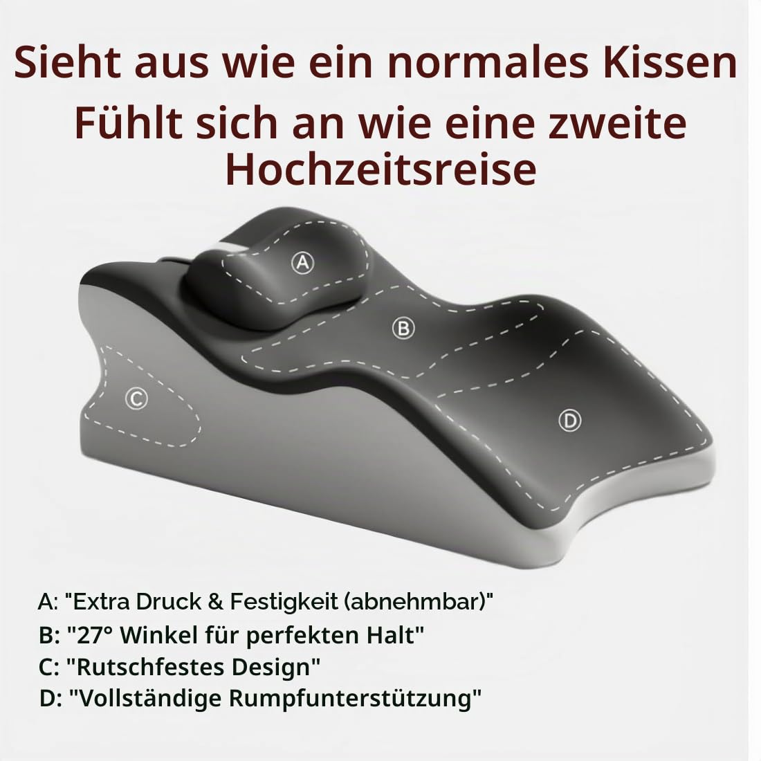 2026 Neue NOLEVA Sex Kissen, 60cm Noleva Komfortkissen, 27 Grad Sex Kissen, Ergonomisch aus Memory Schaum Keilkissen für Ohne Krämpfe In Beinen Oder Rücken,Schmerzfreie Intimität Heute (A1)