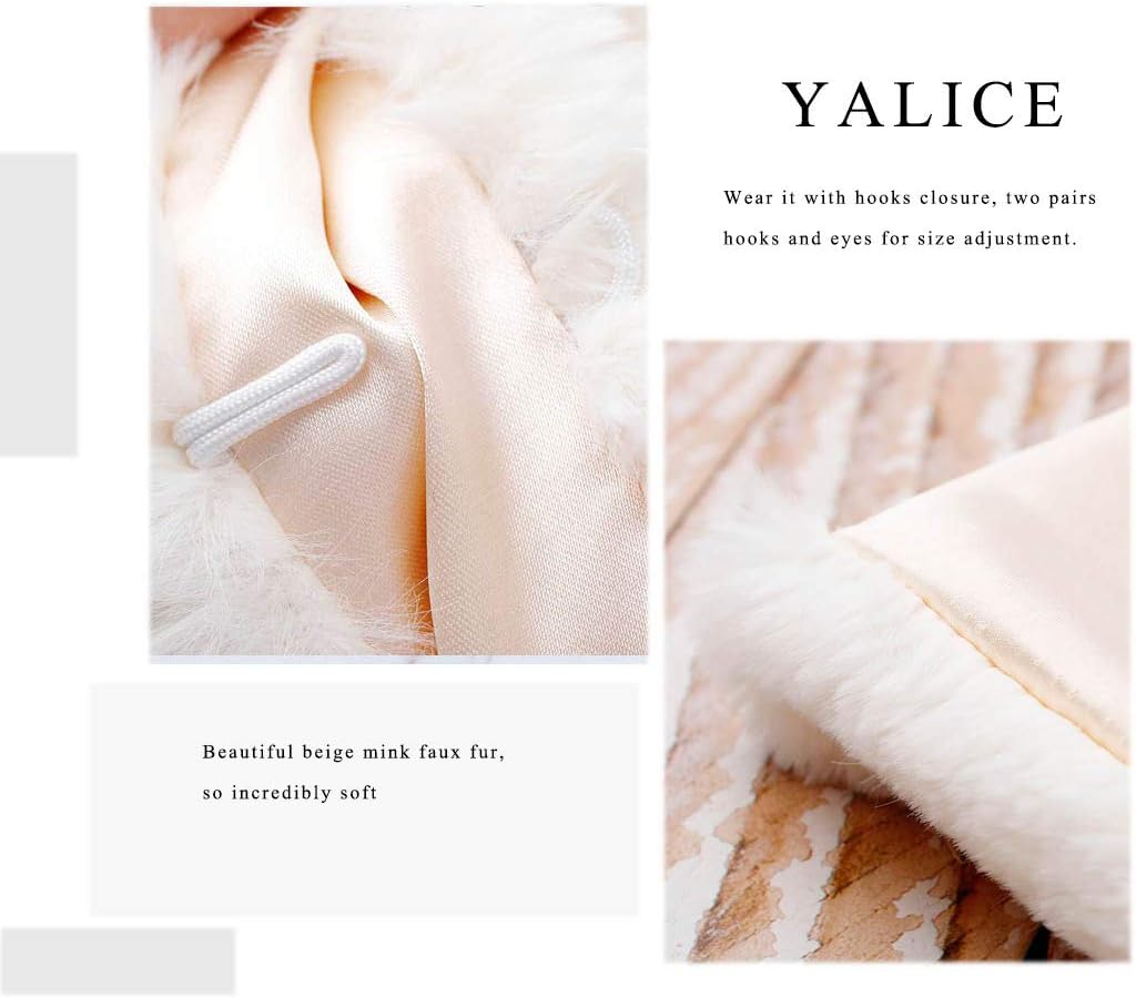 Yalice Women's Wedding Faux Fur Shawl and Wrap Bridal Fur Stole Cape Fur Scarf for Bride and Bridesmaids - Image 4
