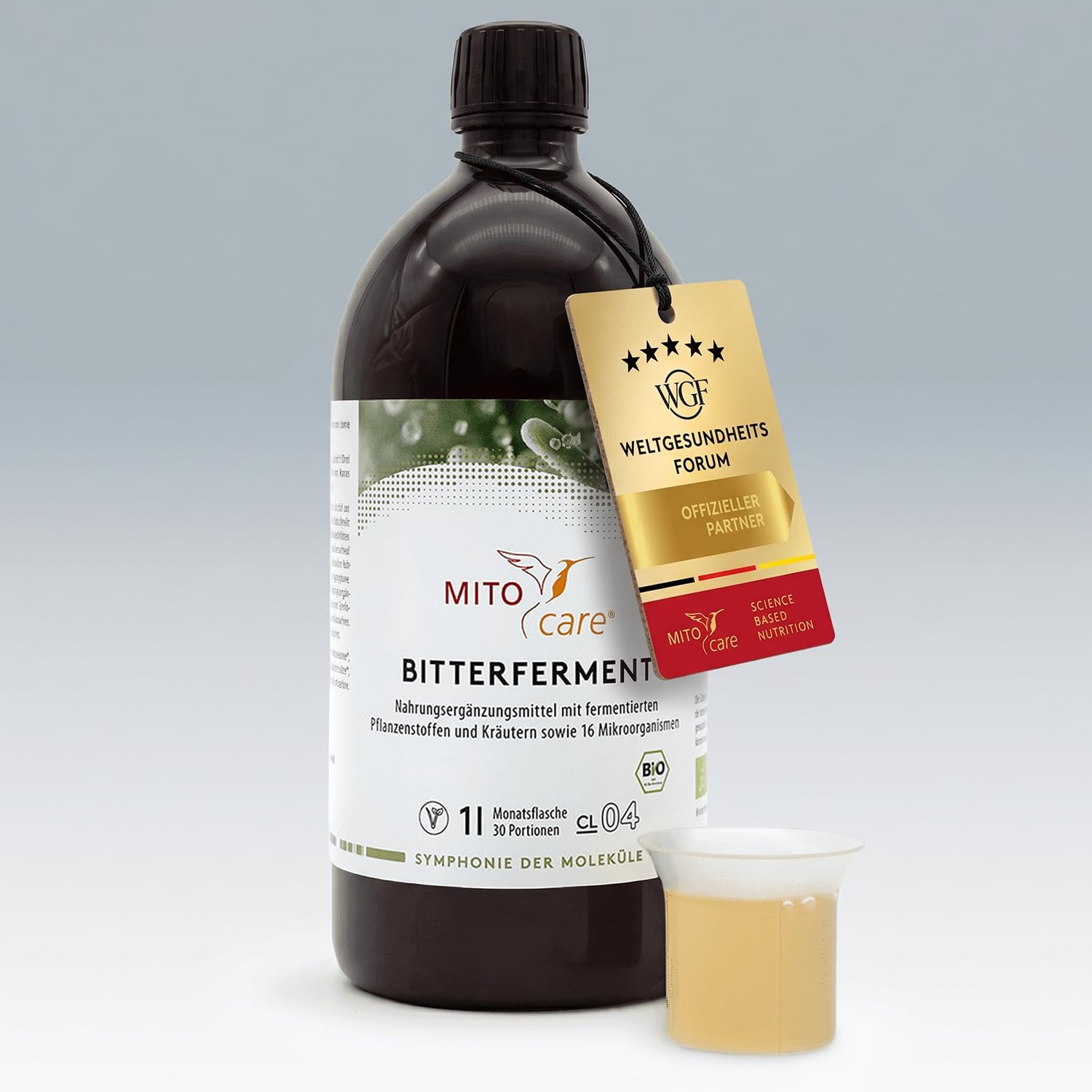 MITOcare Bitterferment - Fermentationsgetränk mit 10 bitterstoffgeprägte Kräuter und Pflanzenstoffe: Löwenzahn & Reishi - vegan - Monatspackung - Bio Qualität - Produziert in Deutschland