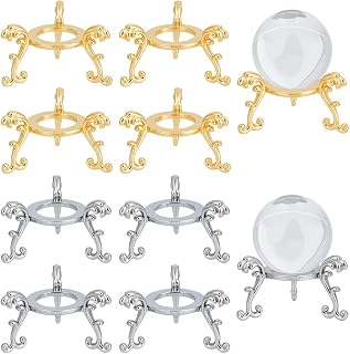 ARRICRAFT 10pcs Gold & Silver Crystal Ball Stands - Sturdy Metal Display Holders for Minerals, Spheres, Crystals, Home Decor & Crafts