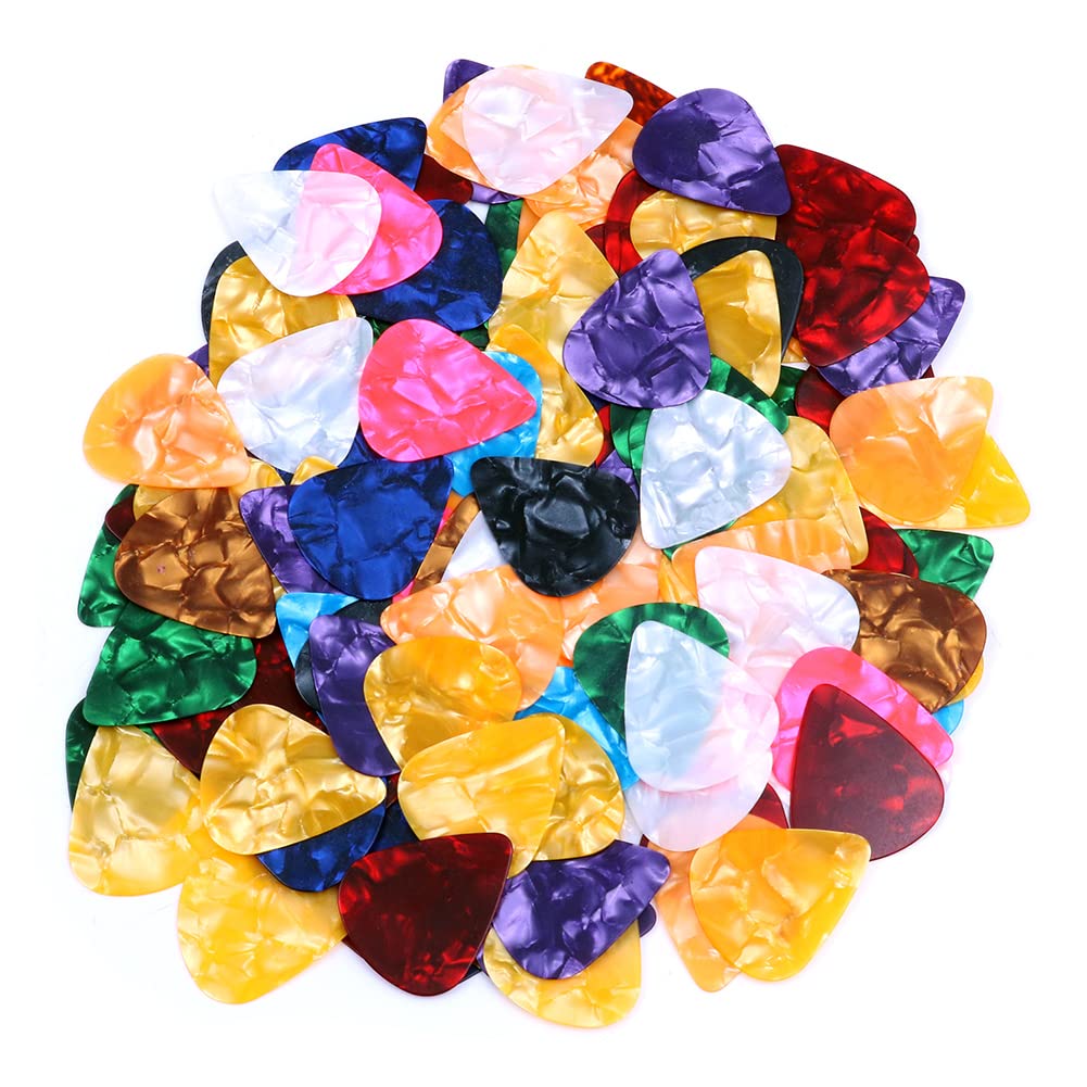 Alnicov 120Pcs Celluloid Guitar Picks,0.5mm Celluloid Picks for Bass Electric Acoustic Guitars Random Color