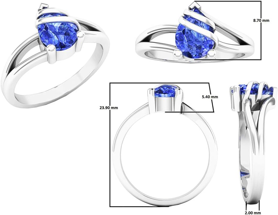 Dazzlingrock Collection Valentine's Day Gift 8X6 MM Pear Tanzanite Ladies Solitaire Bridal Teardrop Engagement Ring, Sterling Silver - Image 5