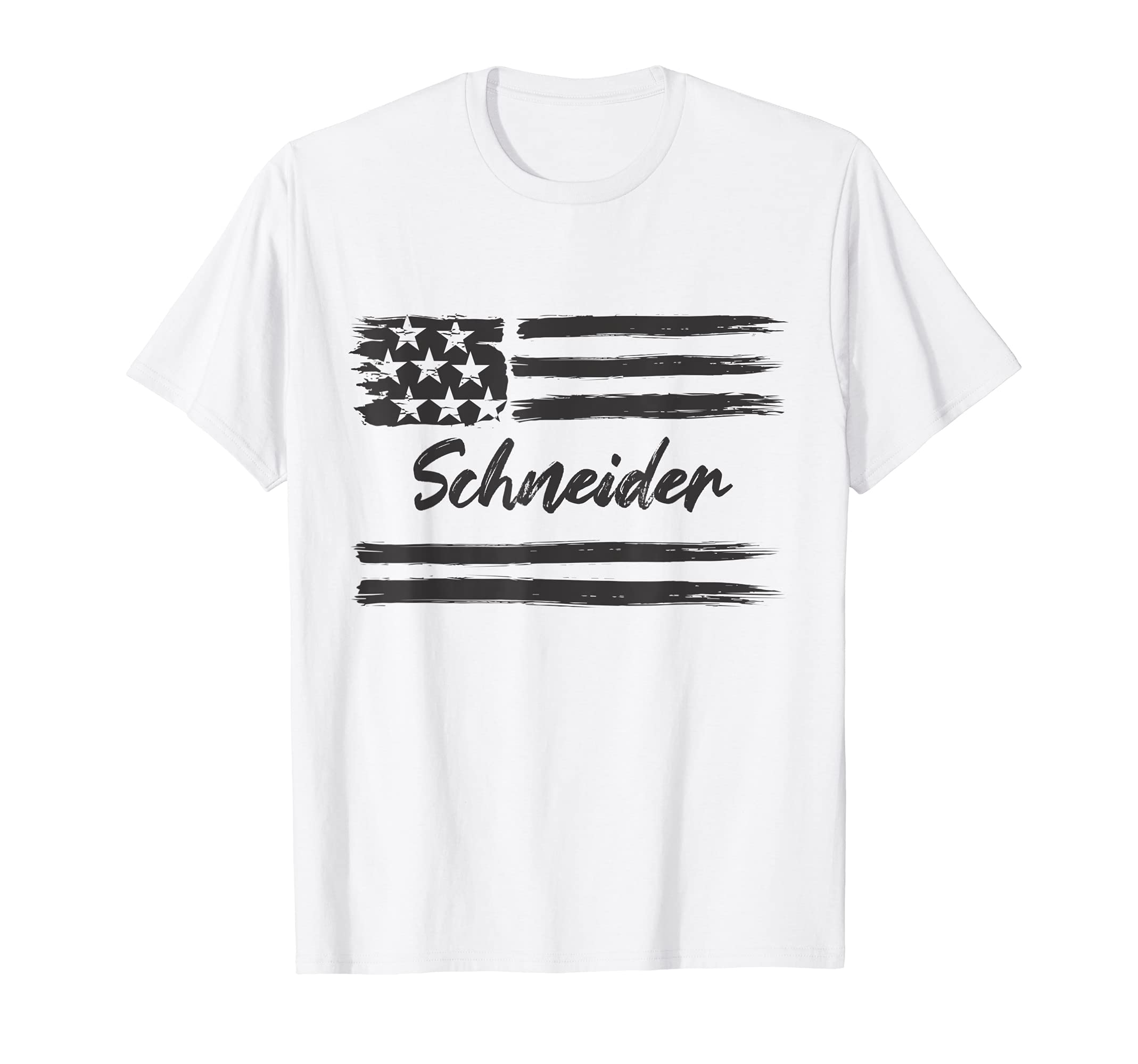 Schneider - Personalized Name, Stars and Stripes, USA Flag T-Shirt, White
