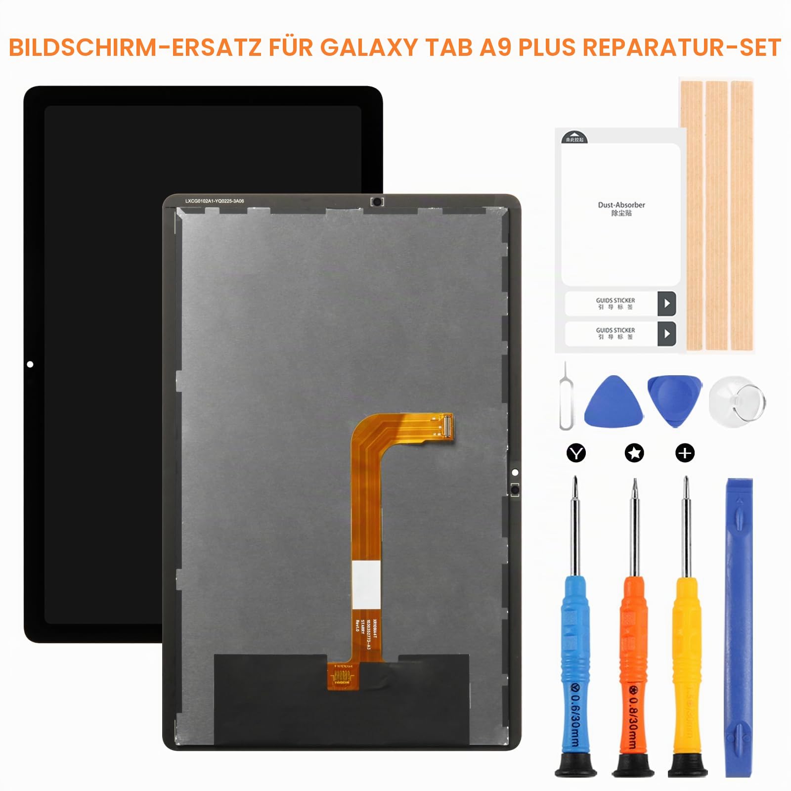 Für Samsung Galaxy Tab A9 Plus LCD-Bildschirm, Ersatz Bildschirm für Galaxy Tab A9+ SM-X210, SM-X215, SM-X216B 11 Zoll LCD Display Digitazer Full Assembly mit Reparatur-Set, Schwarz