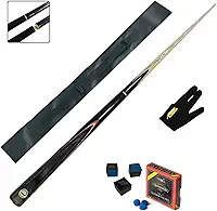 Taco de Sinuca Profissional 3/4 em Madeira Ash Wood, Preto e Dourado, 145,5cm, 540g, 10mm