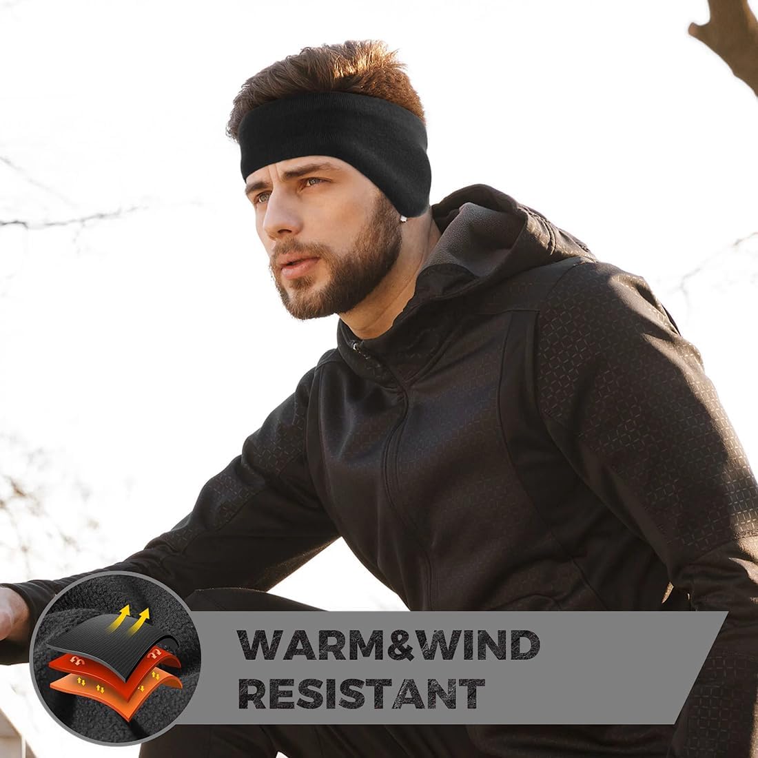 Ear Warmers Head-Mounted Earmuffs Knitted Elastic Ear Covers for Outdoor Sports Men and Women Cycling Running Skiing Snowboard