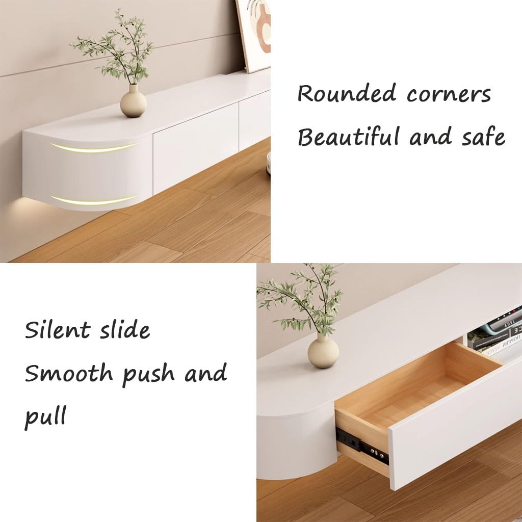 Schwebender TV-Ständer 120-300cm Schwebender TV-Ständer Tv-Schränke Für Wohnzimmer Entertainment Media Konsole Center Für Wohnzimmer Schlafzimmer TV-Bank(Wooden-B,160cm/62.9in)