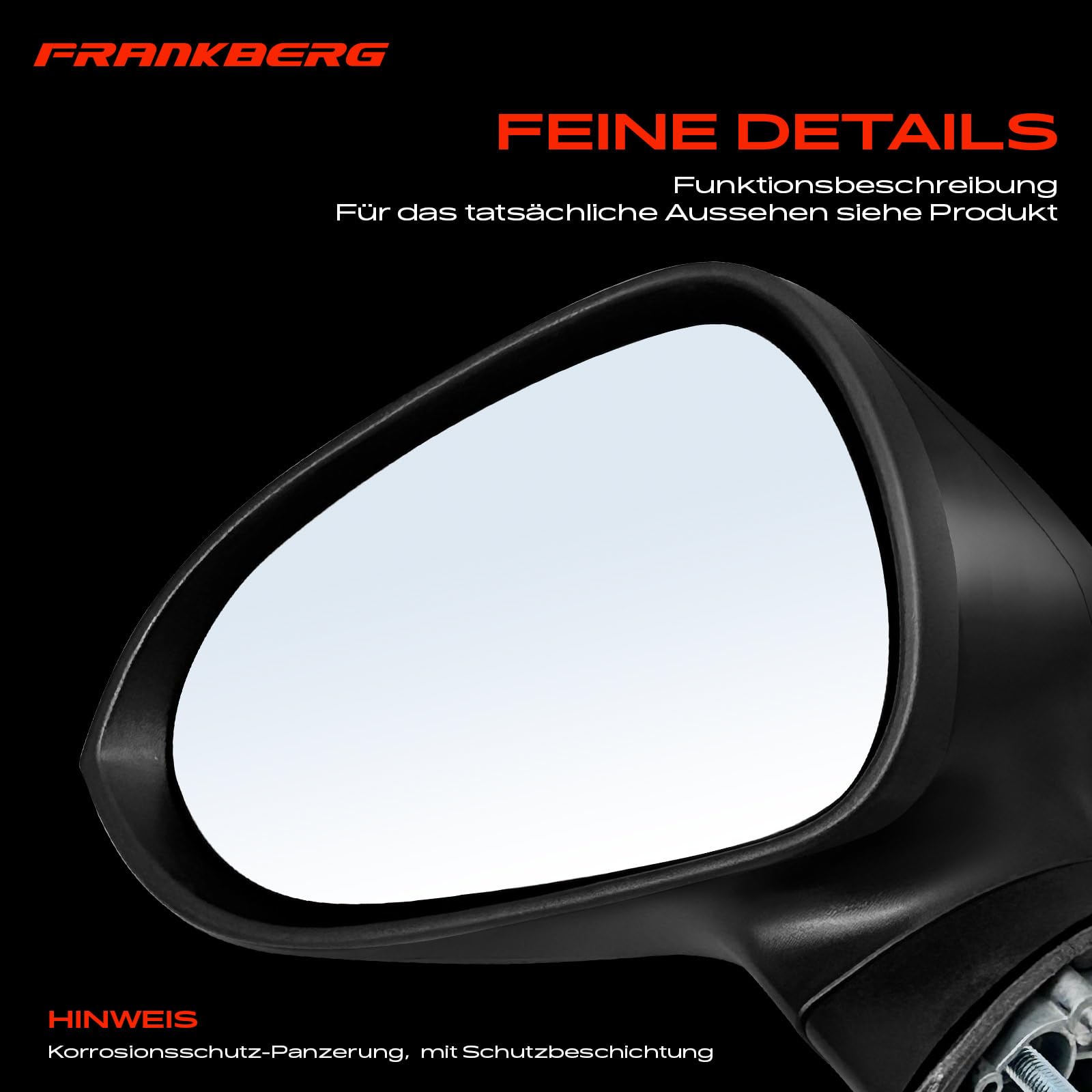 Frankberg Specchietto Retrovisore Sinistro lato conducente 6J0857507C9B9 | Compatibile con Ibiza IV 6J5 6P1 Ibiza IV SportCoupé 6J1 6P5 Ibiza IV ST 6J8 6P8 Ibiza SportCoupé Furgone/Compatto 6J1