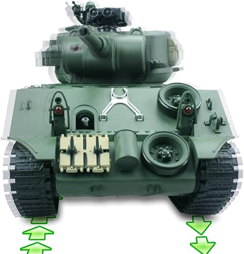 Miniatura 2 de fisca Tanque de control remoto, 2.4Ghz 15 canales 1/20 Sherman M4A3 Tanque de batalla principal RC que dispara Airsoft para niños de 10, 11, 12-16