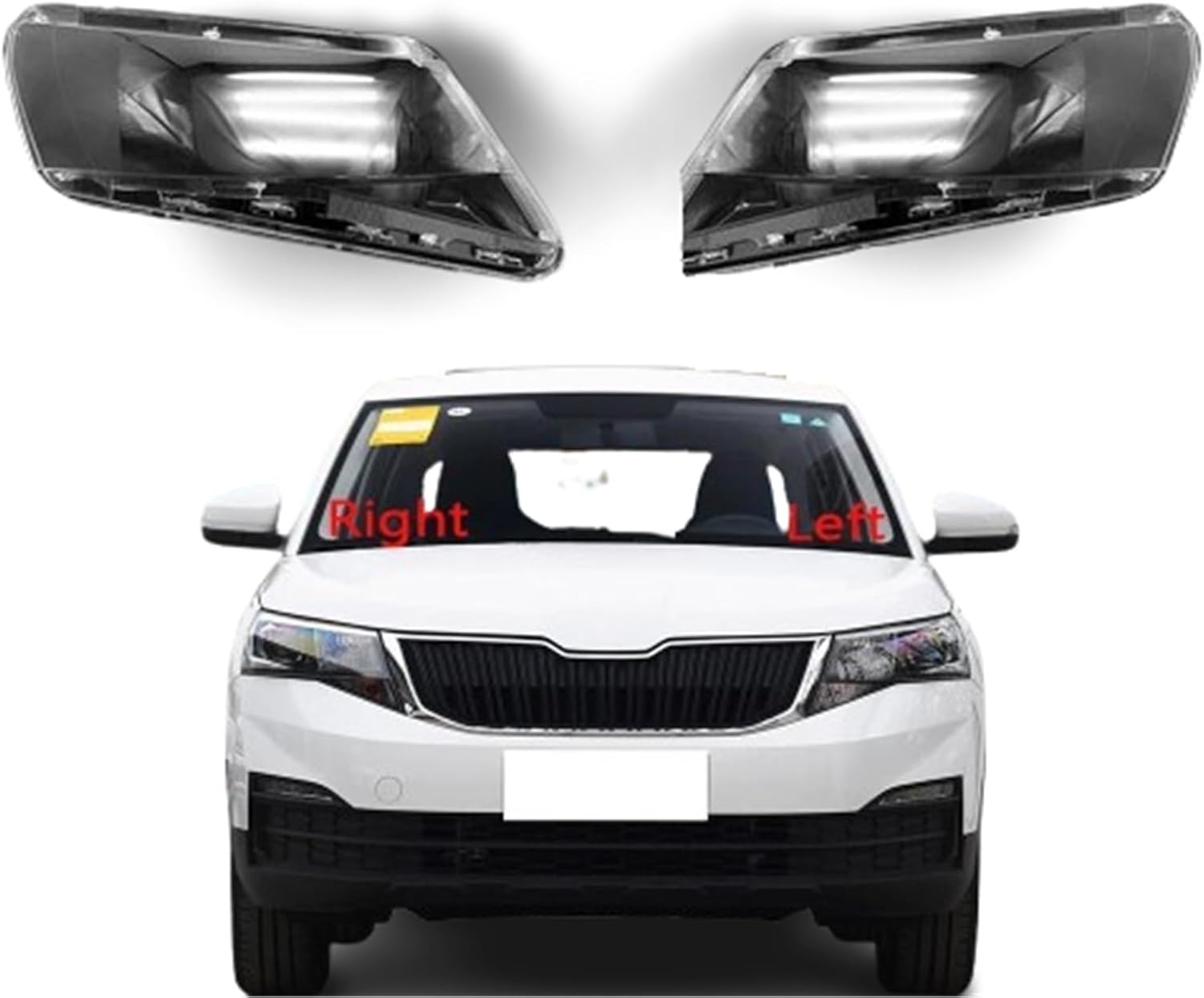 に適合するシュコダ用 フロントヘッドライトカバー に適合するKamiq 2018 2019 2020 透明ランプシェードレンズ クリ