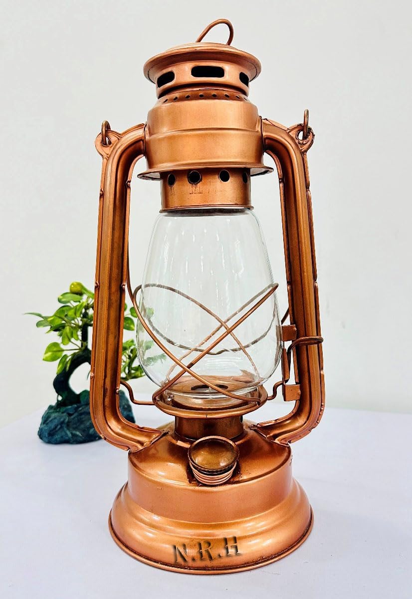 Candle Lantern Durable Copper Wall lamp and Candle Lantern Office Party Decoration Gift Home Weddings Vintage Style Hanging Lantern(with Glass)