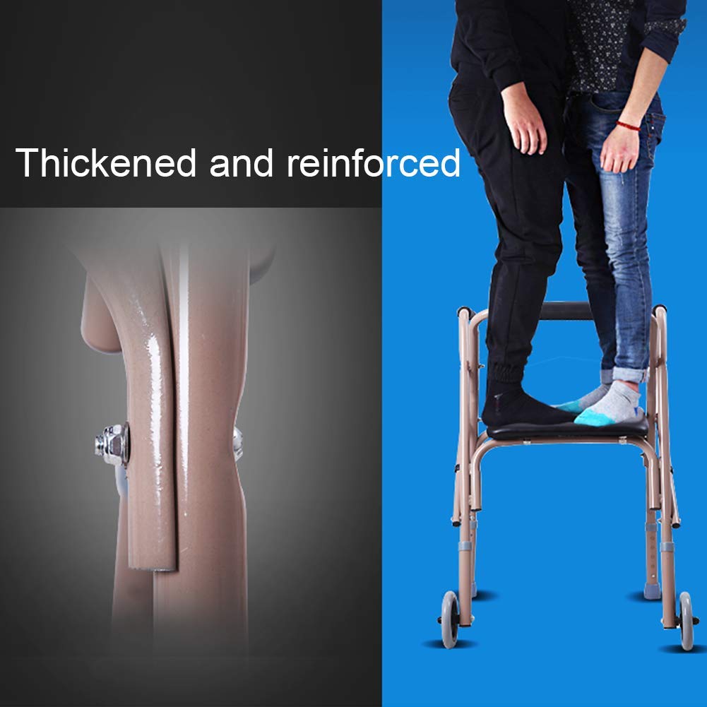 Rollator con asiento plegable de 4 ruedas, ayuda para caminar con movilidad plegable, asiento ajustable en altura para ancianos, 4 ruedas