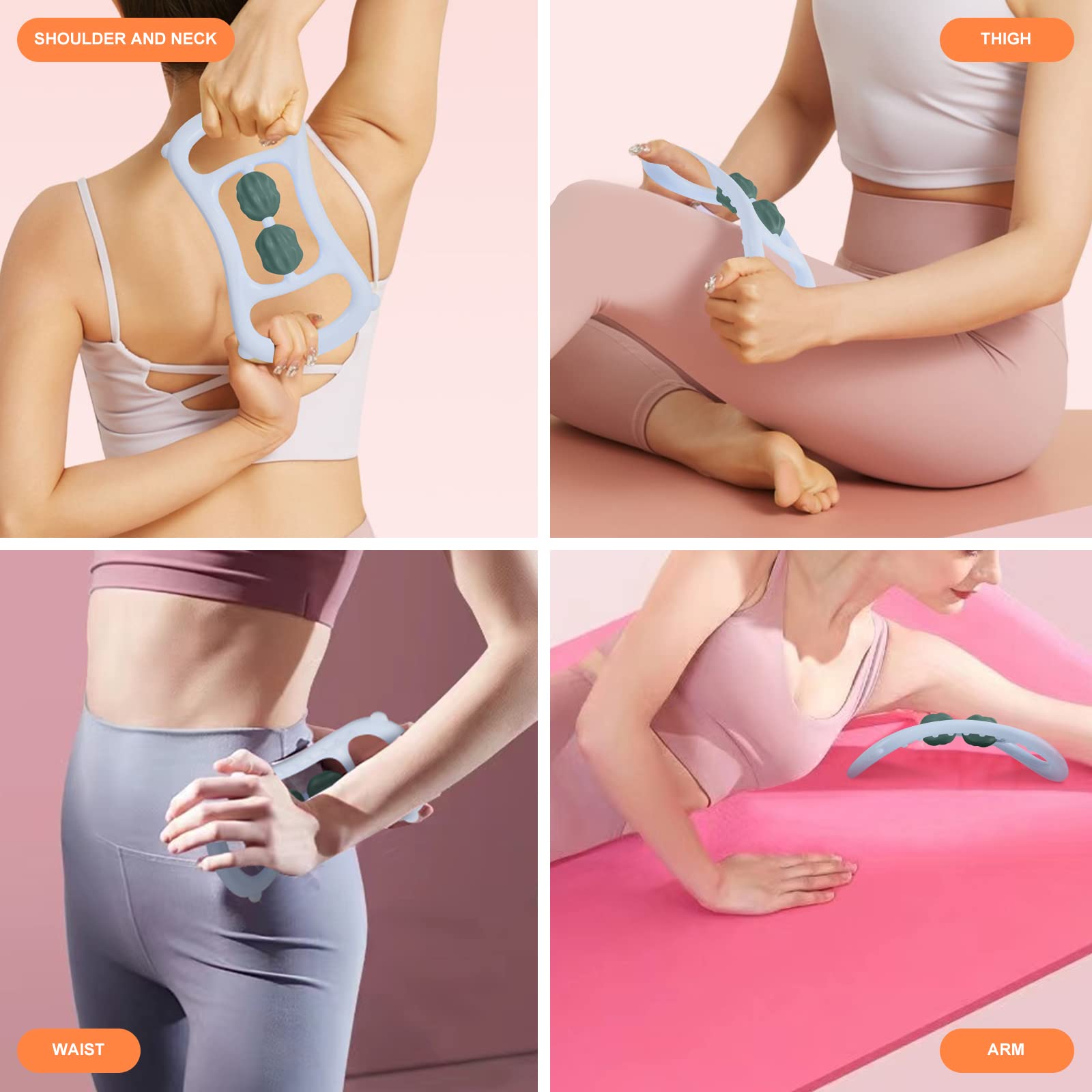 Masażer szyi, masażer pleców, wałek spustowy, do jogi, kształtowania fitnessu, ergonomiczny uchwyt, łagodzący ból, masażer do głębokich tkanek, masażer do talii, szyi, pleców i ramion, biały