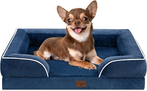 Miniatura 200 de Comfort Expression - Cama ortopédica perros pequeños, 20 x 14 pulgadas, impermeable, espuma soporte cartón de huevo, cojines extraíbles, sofá con