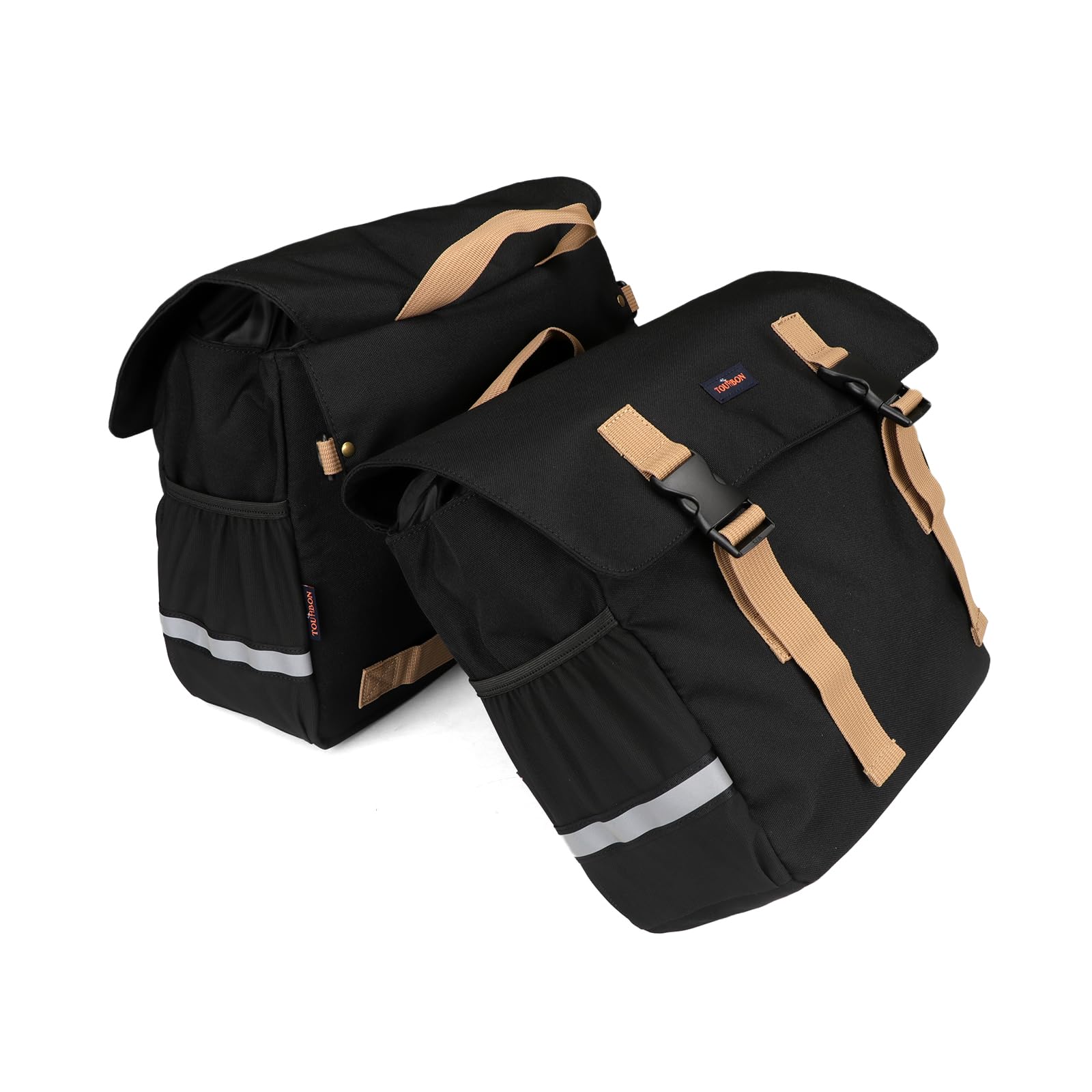 TOURBON Nylon Borsa Bici Doppia Grande Borsa Posteriore per Bicicletta con Tracolla Borsa da Sedile per Ciclismo Portapacchi