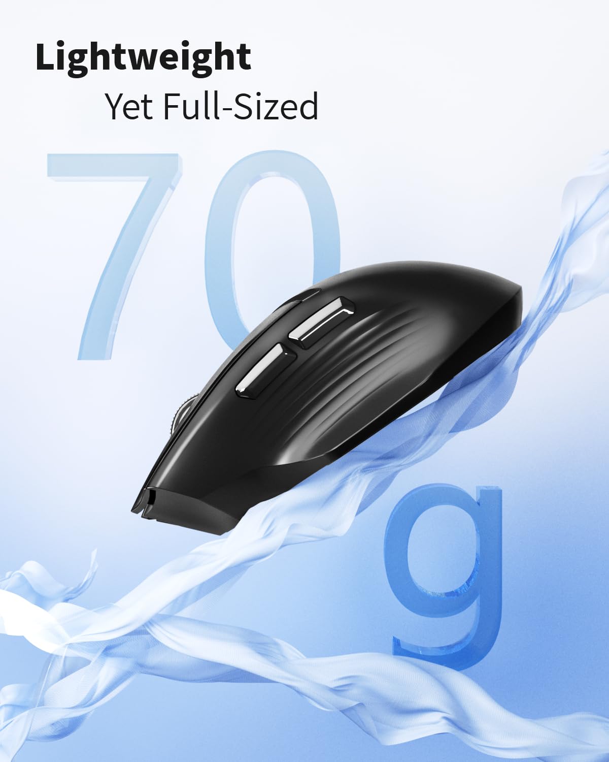 Uciefy Z07 - Ratón inalámbrico Bluetooth, modo dual (2.4G + BT5.1), mouse Bluetooth, mouse recargable USB C con indicador de carga, mouse ergonómico para computadora portátil/PC/Mac/iPad-negro