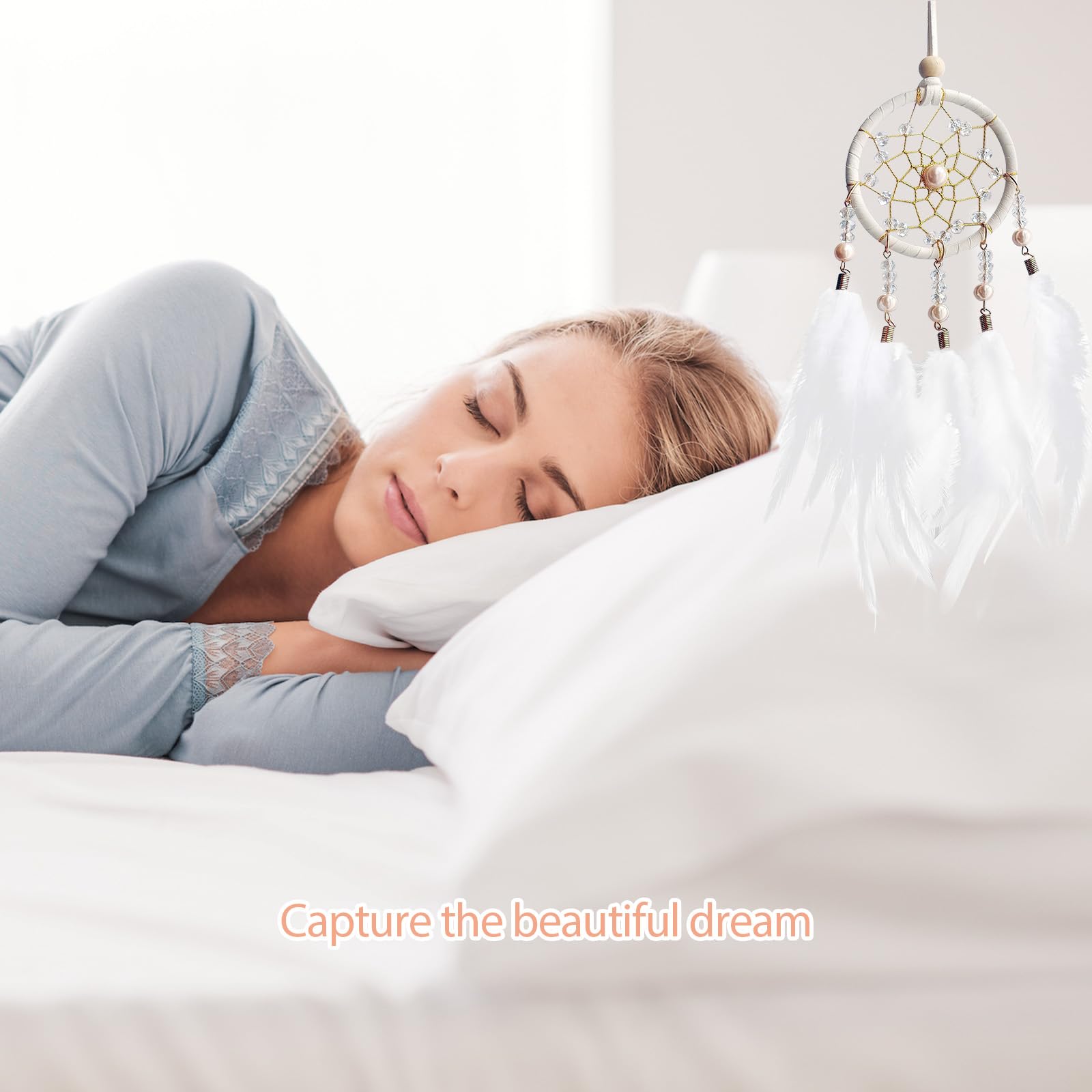 Capteur De Rêves En Plumes, Attrape Reve En Plumes Avec Lumière LED, Forme De Cœur, Fait à La Main Exquise Plumes Attrape-rêves Pour Enfants, Maison, Voiture, Chambre à Coucher, Mariage, Cadeau